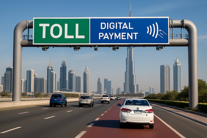 Dubai toll road with digital payment system Dubai toll road with digital payment system