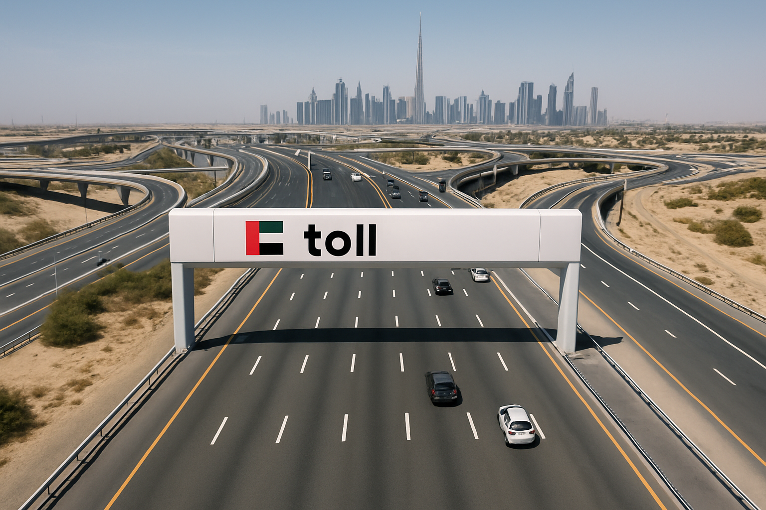 Modern toll road system in UAE